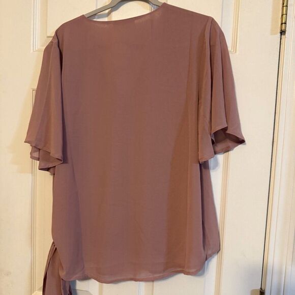 NWT Zenana Mauve Tie Shirt Size XL - Picture 2 of 5